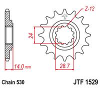 JT SPROCKETS Pignone Acciaio Antirumore 1529 - 525