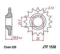 JT SPROCKETS Pignone Acciaio Antirumore 1538 - 520