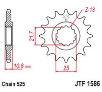 JT Spockets Pignone a SILENZIATO 17 Denti con Passo 525 GOMMATO JTF1586.17RB