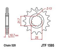 JT SPROCKETS Pignone Acciaio Antirumore 1595 - 520