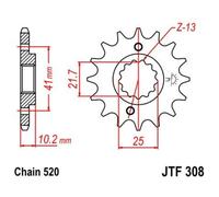 JT SPROCKETS Pignone Acciaio Antirumore 308 - 520