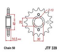 JT SPROCKETS Pignone Acciaio Antirumore 339 - 530
