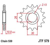JT SPROCKETS Pignone Acciaio Antirumore 579 - 530