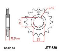 JT SPROCKETS Pignone Acciaio Antirumore 580 - 530