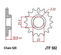 JT SPROCKETS Pignone Acciaio Antirumore 582 - 520