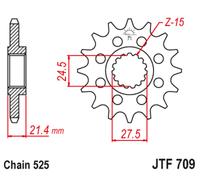 JT SPROCKETS Pignone Acciaio Antirumore 709 - 525