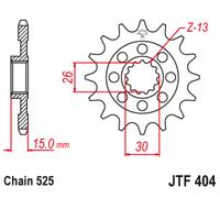 JT SPROCKETS Pignone Acciaio Standard 404 - 525