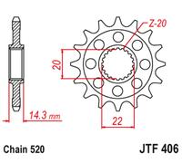 JT SPROCKETS Pignone anteriore in acciaio senza rumore - 520