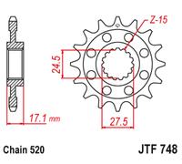 JT SPROCKETS Pignone Acciaio Antirumore 748 - 520