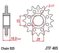 JT SPROCKETS Pignone Acciaio Antirumore 405 - 525
