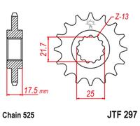 JT SPROCKETS Pignone Acciaio Antirumore 297 - 525