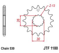 JT SPROCKETS Pignone Acciaio Antirumore 1180 - 530