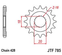 JT SPROCKETS Pignone anteriore standard in acciaio - 428