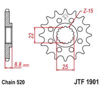 JT SPROCKETS Pignone anteriore standard in acciaio - 520