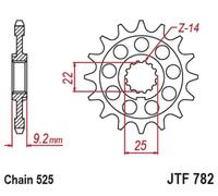JT SPROCKETS Pignone anteriore standard in acciaio - 525