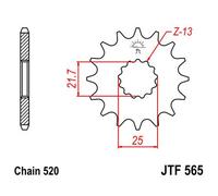 JT SPROCKETS Pignone con gomma 565 de acero con 16 dientes