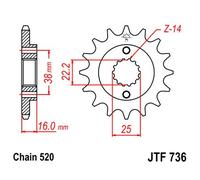 JT SPROCKETS Pignone di trasmissione anteriore per motociclette