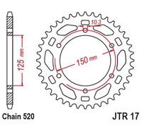 JT SPROCKETS Pignone posteriore standard in acciaio - 520