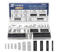 JTAREA 100 Pezzi 7 Tipi Connettori di Testa Non Isolati Connettori Elettrici Kit con Tubo Termorestringente Cavo Elettrico Crimpare Terminale 0,5-25 mm² Connettore Capicorda Elettriche Set