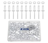 JTAREA 130 Pezzi 4,8 × 12,7 mm Rivetti Ciechi in Alluminio con Rondelle Rivetti Pop Ciechi Ribattini Rivetto Aperti Blind Rivets (Argento)