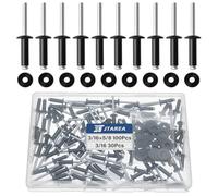 JTAREA 130 Pezzi 4,8 × 16 mm Rivetti Ciechi in Alluminio con Rondella Rivette a Testa Larga Rivetto a Testa Bombata Ribattini Pop (Nero)