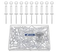 JTAREA 130 Pezzi 4,8 × 20 mm Rivetti Ciechi in Alluminio con Rondelle Rivetti Pop Ciechi Ribattini Rivetto Aperti Blind Rivets (Argento)