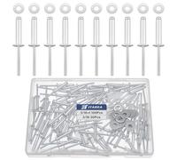 JTAREA 130 Pezzi 4,8 × 25 mm Rivetti Ciechi in Alluminio con Rondelle Rivetti Pop Ciechi Ribattini Rivetto Aperti Blind Rivets (Argento)