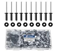 JTAREA 250 Pezzi Rivetti Ciechi in Alluminio 3,2 × 10 mm con Rondella Rivette a Testa Larga Rivetto a Testa Bombata Ribattini Pop (Nero)