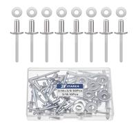 JTAREA 4,8 x 10 mm Rivetti Ciechi in Acciaio Inox con Rondella Rivette Pop con Estremità Aperta Rivetto con Testa a Cupola Ribattini (Confezione da 60 Pezzi)