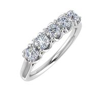 JTC LTD Anello con cinque pietre di diamante a taglio rotondo creato in laboratorio, set da 4 griffe, da 0,50 ct a 2,00 carati, colore FG, purezza VS, regalo per le donne, metallo in oro massiccio 9 K
