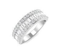JTC LTD Anello Half Eternity con diamanti coltivati in laboratorio, anello rotondo e baguette con pavé di canali, da 0,50 ct a 2,00 carati, colore D, purezza VVS, oro massiccio 9 K/18 K e platino
