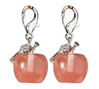 JTDZ Gemme frutta portachiavi energia cristallo pietra fascino portachiavi per borsa zaino borsa gioielli accessorio quarzo ciliegia set di 2