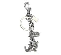 JTDZ Portachiavi a forma di dinosauro con strass 3D in cristallo tirannosauro, Rex Dino, portachiavi per auto e borsa, ciondolo per donne e uomini (argento)