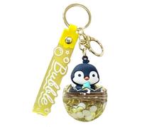 JTDZ Portachiavi creativo pinguino liquido Cartoon Bubble Quicksand animale portachiavi acrilico chiavi auto ciondolo borsa per donne ragazza, Giallo, Etichettalia unica