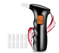 JTENG Etilometro Portatile, Alcol Test Portatile Digitale Professionale con Display a LED Incluso 10 ugelli, Nero (Alcool Test Portatile)