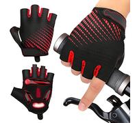 JTENG Guanti MTB, Mezze Dita Guanti Ciclismo Estivi per Uomo e Donna, GEL AntiurtoTraspiranteConfortevoleAntiscivolo Adatto per MotoBiciMTBPalestra e Altri Sport (Rosso, XL)