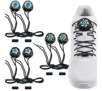 JTENGYAO 6 lacci per scarpe senza lacci con sistema di fissaggio rotante, lacci elastici neri per scarpe da ginnastica, lacci automatici per scarpe da corsa, lacci elastici regolabili per adulti