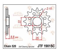 JTF1901.14SC PIGNONE IN ACCIAIO JT KTM 300 EXC 2004- Passo 520 - 14 denti