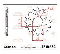 JTF565.13SC PIGNONE IN ACCIAIO JT YAMAHA YZ 250 2005- Passo 520 - 13 denti