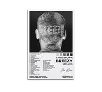 JTFCKH Poster su tela con stampa artistica da parete di Chris Brown Breezy Rapper Music con autografo, stampa artistica da parete per camera da letto, per aule e camere da letto, 50 x 75 cm, senza