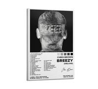 JTFCKH Poster su tela con stampa artistica da parete di Chris Brown Breezy Rapper Music con autografo, stampa artistica da parete per camera da letto, per aule e camere da letto, 50 x 75 cm, stile