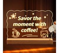 JTgugu Lavagna per appunti a LED con colori, 20 x 30 cm, in acrilico, con 7 matite colorate e base, trasparente, lavabile, con adattatore, lavagnetta per appunti