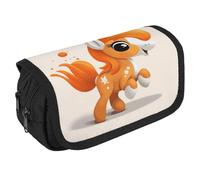 JTKBNVM Astuccio carino arancione pony astuccio per matite per uomini e donne doppio strato astuccio grande capacità portapenne con scomparti borsa portaoggetti con cerniera per ufficio