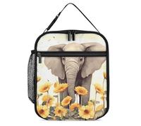 JTKBNVM Borsa per il pranzo con elefante e girasole borsa per il pranzo per donne e uomini borsa termica per il pranzo carino borse per il pranzo per donne adulti scatola per il pranzo grande scatola