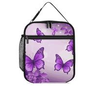 JTKBNVM Borsa per il pranzo con farfalle viola, borsa per il pranzo, per donne e uomini, borsa termica per il pranzo, graziose borse per il pranzo per donne e adulti, grande scatola per il pranzo