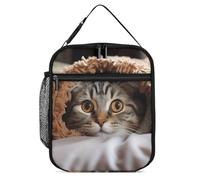 JTKBNVM Borsa per il pranzo con gatto sotto la coperta Borsa per il pranzo per donne e uomini Borsa termica per il pranzo Carine Borse per il pranzo per donne Adulto Scatola per il pranzo Grande
