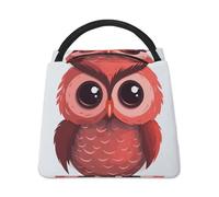 JTKBNVM Borsa per il pranzo isolata per donne e uomini, con simpatico gufo rosso, grande, riutilizzabile, a prova di perdite, borsa per il pranzo per ufficio, lavoro, spiaggia, viaggi, picnic