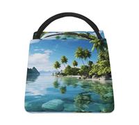 JTKBNVM Borsa termica per il pranzo per donne e uomini, bella isola nel mare, grande contenitore riutilizzabile a prova di perdite, borsa per il pranzo per ufficio, lavoro, spiaggia, viaggi, picnic