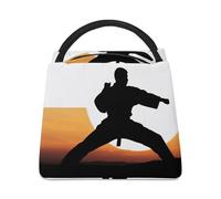 JTKBNVM Borsa termica per il pranzo per donne e uomini, con silhouette di karate, contenitore per il pranzo, riutilizzabile, a prova di perdite, per ufficio, lavoro, spiaggia, viaggi, picnic