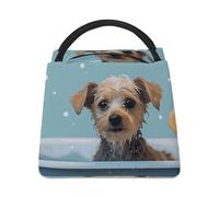 JTKBNVM Borsa termica per il pranzo per donne e uomini, divertente cane nella vasca da bagno, contenitore per il pranzo, riutilizzabile, a prova di perdite, per ufficio, lavoro, spiaggia, viaggi